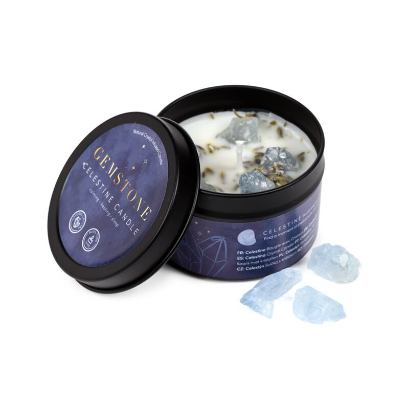 Gemstone Celestine Candle