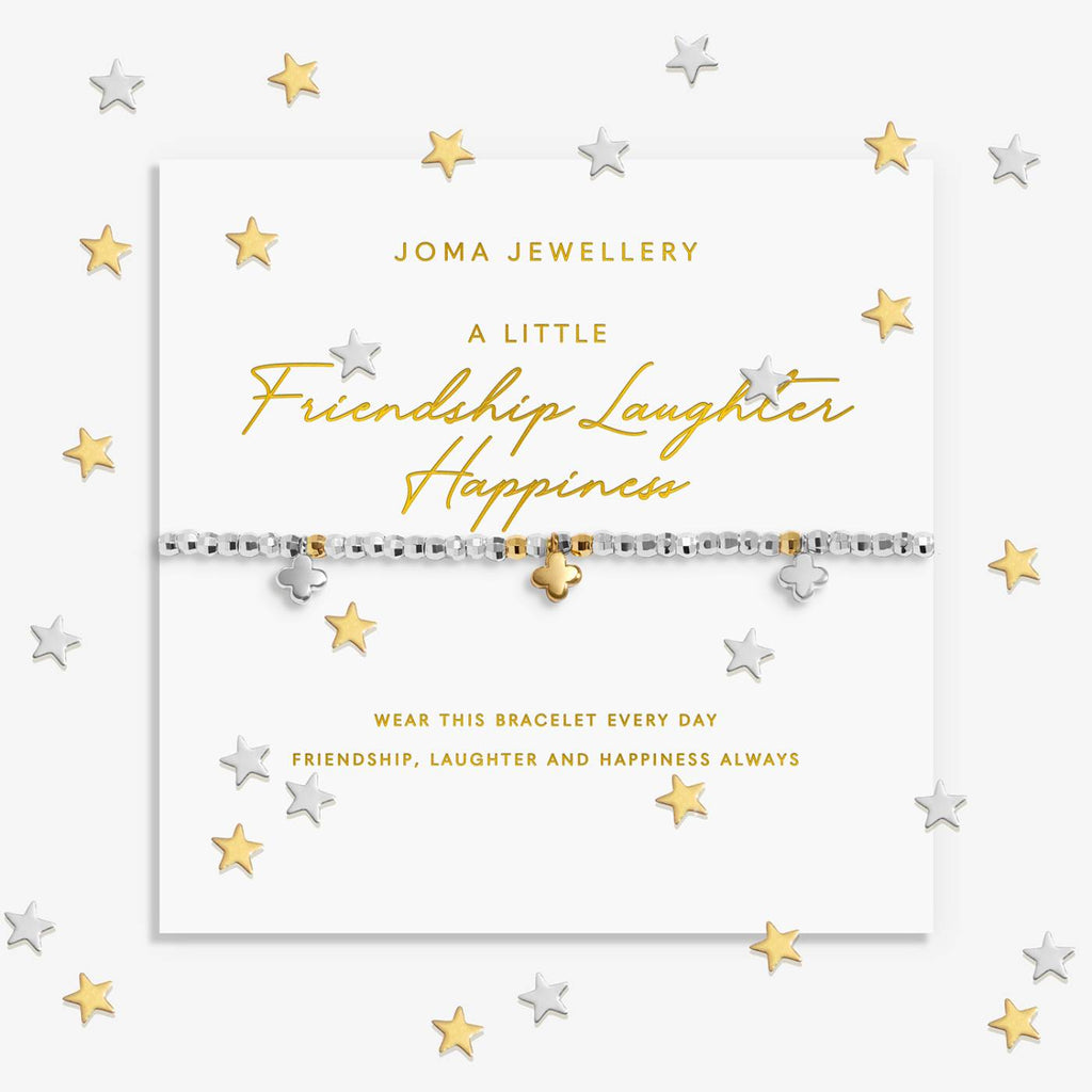 Sparkle Confetti A Little 'Friendship, Laughter, Happiness' Bracelet in Silver & Gold