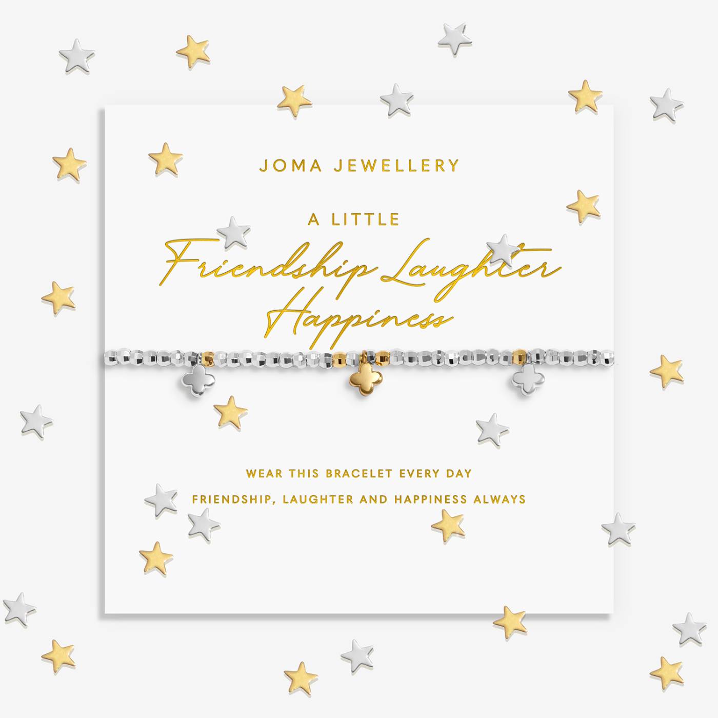 Sparkle Confetti A Little 'Friendship, Laughter, Happiness' Bracelet in Silver & Gold