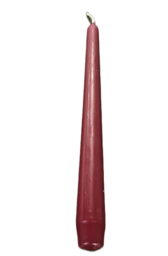 Wine Red Tapered Dinner Candle - 25cm in length (diameter of 2.25 cm at widest point)