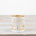 White/Gold Woodland Candle Holder 10cm