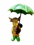 Highland Cow with Umbrella and Wellies