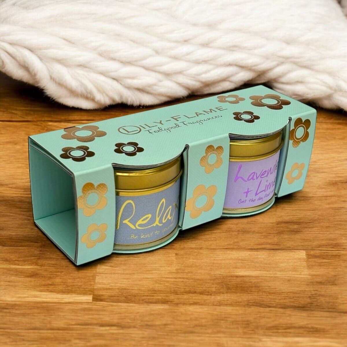 Lily Flame Mini Duo Candles in Tin Set - Relaxing