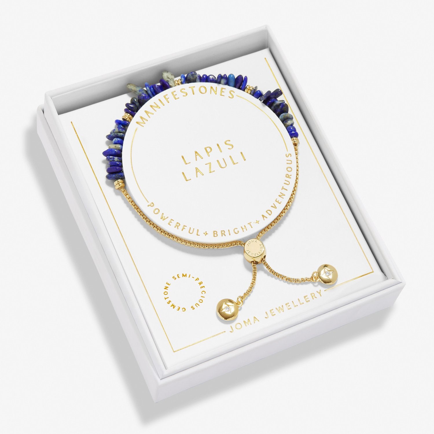 Lapis Lazuli Gold-Plated Bracelet – Manifestones by Joma | Adjustable Gemstone Jewellery
